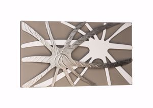 Picture of Quadro astratto moderno 140x70 tortora foglia argento decorativo