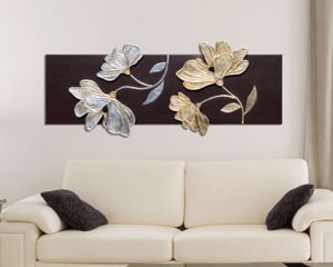Picture of Pintdecor fiori lucenti coffee lacquered canvas with hand-decorated resin elements
