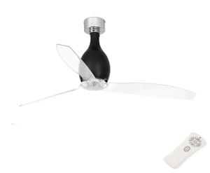 Picture of Ventilatore a soffitto vetro nero opaco pale trasparenti con telecomando