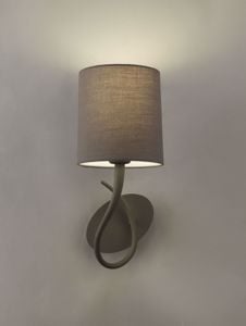 Ash grey wall light 1-light with oval fabric lampshade mantra lua 