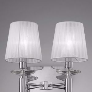 Chrome wall light contemporary design with 2 organza lampshades mantra tiffany