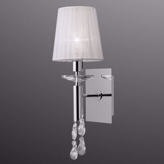 Picture of Chrome wall light contemporary design 1-light lamp with organza lampshade mantra tiffany 