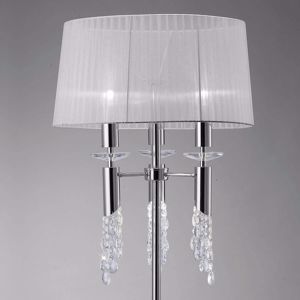 Picture of Mantra tiffany chrome floor lamp in organza and rhinestones 3 lights e27 + 3 lights 40w g9
