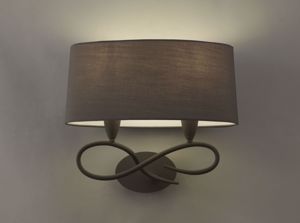 Ash grey wall light 2-light lamp with oval fabric lampshade mantra lua