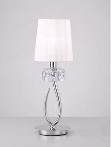 Chrome bedside lamp with white shade