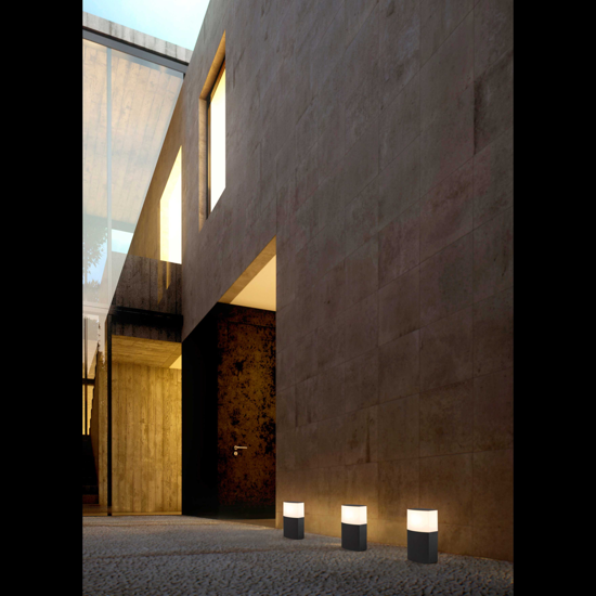 Faro datna outdoor post lamp grey 30cm modern design