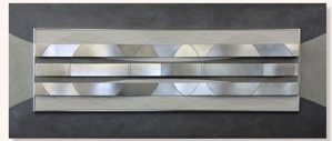 Picture of Decorative wall art harmonic ensemble ii 155x65 original design hand decorated embossed silver foil details