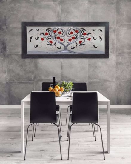Tree of love red passion silver foil details artitalia wall art