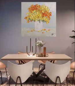 Picture of Quadro dipinto pianta colorata 60x60 su tela promozione ultimo pezzo fp