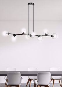 Suspension chandelier for living room table with 8 lights, modern black