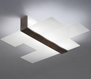 Linea light triad modern ceiling lamp 62x52 walnut
