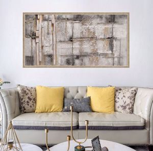Quadro astratto dipinto a rilievo 128x68 moderno cornice di legno per soggiorno