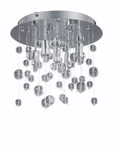 Ideal lux pl5 chrome ceiling lamp with glass sphere 5 lights