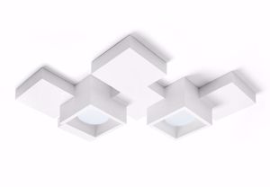 Plafoniera in gesso per salotto design quadrati moderna 2 luci