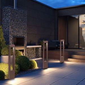 Paletto lampione per esterno giardino design moderno ip44 marrone g9 led