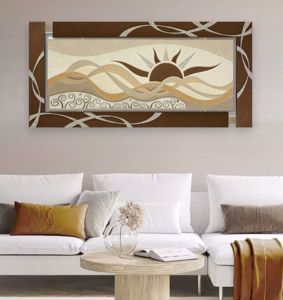 Picture of Artitalia big waves on the sunset artwork  with glitter and silver leaf 180x85cm