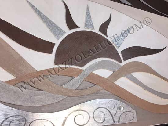 Artitalia big waves on the sunset artwork  with glitter and silver leaf 180x85cm