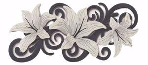 Picture of Artitalia art above bed sinous flowers ii in 3d relief with silver leaf decorations 155x65