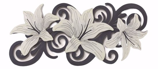 Artitalia art above bed sinous flowers ii in 3d relief with silver leaf decorations 155x65
