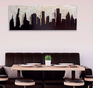 Pintdecor manhattan wall art relief mdf coffee and silver foil details