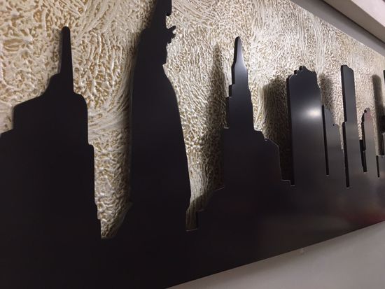 Pintdecor manhattan wall art relief mdf coffee and silver foil details