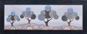 Picture of Artitalia young trees i artwork 155x65cm with silver leaf decoration