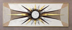  contemporary wall art 155x65 gold sun with golden and silver foil details