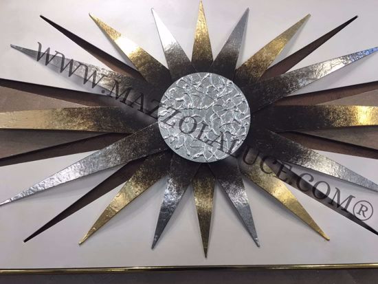 contemporary wall art 155x65 gold sun with golden and silver foil details