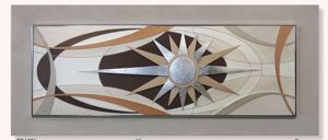 Picture of Quadro materico sole moderno 155x65 3d decori foglia argento per soggiorno