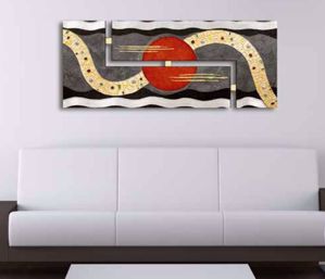 Artitalia tramonto indiano wall art 155x65 hand decorated with embossed details and gemstones 