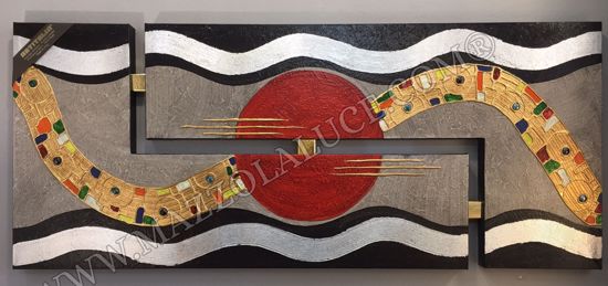 Picture of Artitalia tramonto indiano wall art 155x65 hand decorated with embossed details and gemstones 