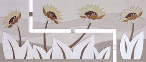 Artitalia wall art sunflowers 155x65 floral design handdecorated with silver foil and glittering details
