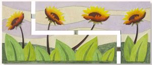 Artitalia sunflower ii wall art 152x65 shades of yellow embossed hand decorated canvas
