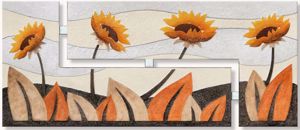 Picture of Artitalia sunflower i wall art 152x65 shades of orange embossed hand decorated canvas