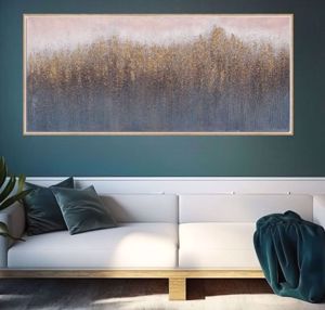 Picture of Quadro astratto moderno 154x69 dipinto cornice legno elegance