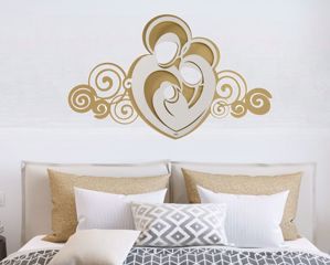 Capezzale capoletto quadro sacra famiglia per camera da letto moderna bianco oro