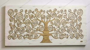 Picture of Quadro albero della vita klimt 120x60 tessuto legno tek per soggiorno