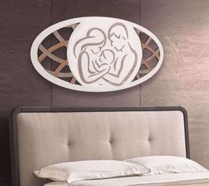 Picture of Oval modern Holy family above the bed 119x59 mdf wood