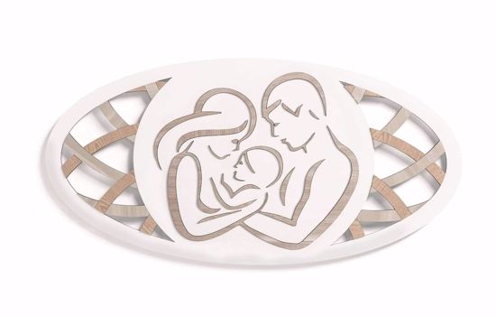 Oval modern Holy family above the bed 119x59 mdf wood