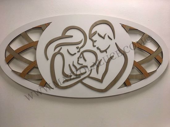 Oval modern Holy family above the bed 119x59 mdf wood