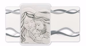 Picture of Capezzale moderno sacra famiglia bianco grigio 105x56 legno marmorino