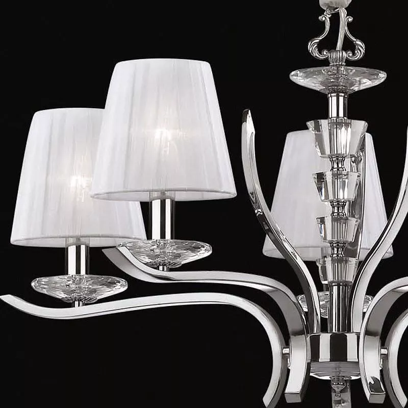 Swan sp3 ideal lux lampadario per camera da letto contemporaneo tessuto  bianco cristallo trasparente - 035840