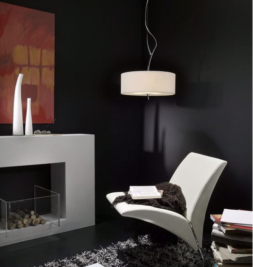 Mantra eve chrome - off white 3-light pendant lamp contemporary design