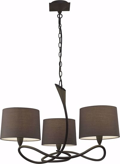 Mantra lua ash grey 3-light suspension with fabric lampshade