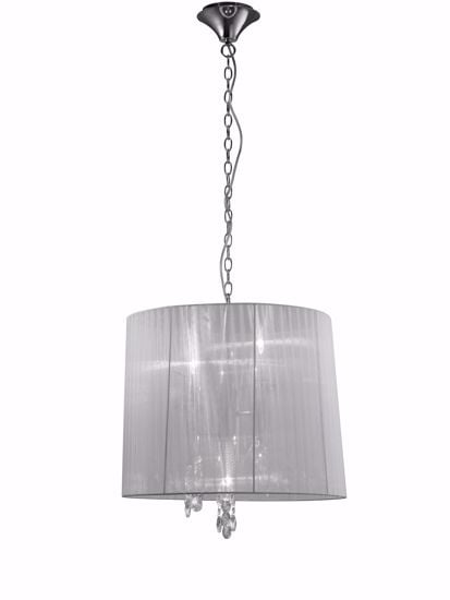 Mantra tiffany chrome 3-light suspension with organza lampshade