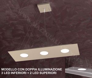 Picture of Lampadario rettangolare moderno doppia luce tortora per soggiorno