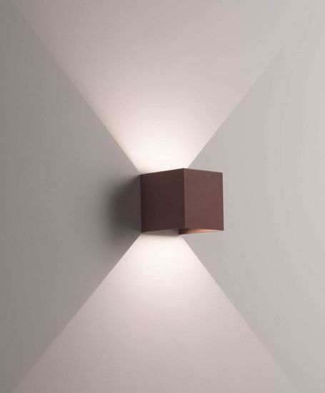 Led Wall-mounted light 6W 4000k brown corten metal cube adjustable fins