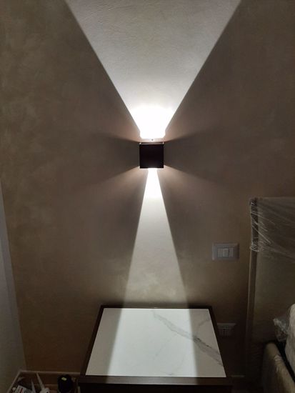 Led Wall-mounted light 6W 4000k brown corten metal cube adjustable fins