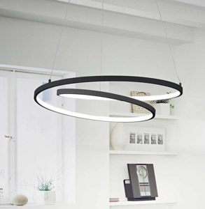 Modern design black metal spiral chandelier led 3000k for living room