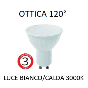 Toplight lampadina led gu10 5w 3000k bianca 360lm ottica 120 gradi